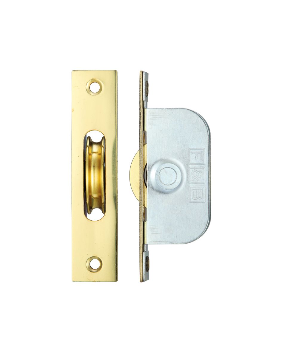 Brass Ball Bearing Axle Pulley - Square Polished Brass